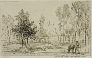 De Ezel bij de Drinkplaats door Charles Francois Daubigny