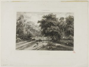 Het adelaarsnest in het bos van Fontainebleau door Charles Francois Daubigny