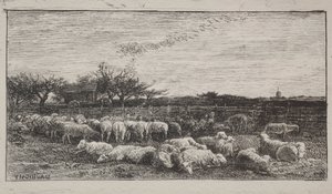 De grote schaapskooi, originele indruk 1862, gedrukt in 1921