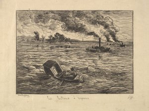 De stoomschepen door Charles Francois Daubigny