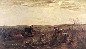 De wijnoogst in Bourgondië, 1863 door Charles Francois Daubigny