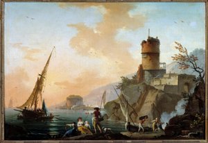 Marine, uitzicht op de Middellandse Zee door Charles Francois Lacroix de Marseille