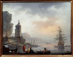 Aan zee door Charles Francois Lacroix de Marseille