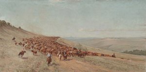 De kudde drijven, 1904 door Charles Franklin Reaugh
