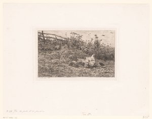 Kip met kuikens door Charles François Daubigny (attributed to)