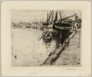 Dok, rivier New York door Charles Frederick William Mielatz