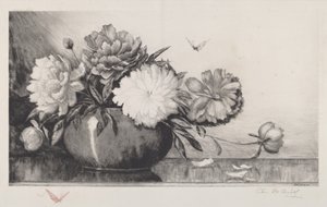 Zonder titel: Pioenen in een kom, 1890 door Charles Frederick William Mielatz