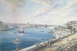 De Grote Haven, Valletta, Malta door Charles Frederick de Brocktorff