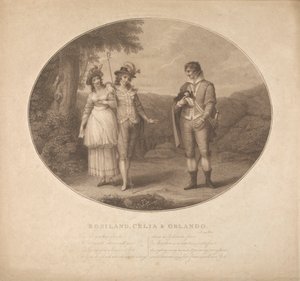Rosalind, Celia en Orlando - "Zoals je het leuk vindt", Act III, Scene II door Charles Gauthier Playter