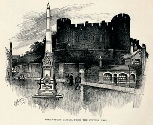 Shrewsbury Castle, vanaf het stationsplein, ca. 1893, 1894