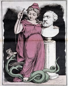La République bij de wedstrijd van de stad Parijs: Mijn wedstrijdonderwerp - door Gilbert-Martin (Marianne en Gambetta), in Don Quichote, maart 1878