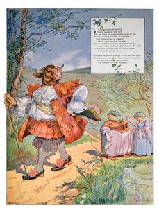 De kikker die zo groot wilde zijn als de os, ca. 1900 (gravure) door Charles Gillot
