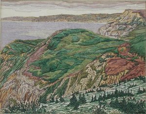 De kust van Dorset, c.1927 door Charles Ginner