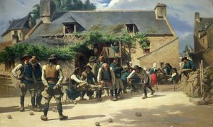 Het spel van boules in Pont-Aven