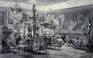 Wintertuin van prinses Mathilde, tekening in grijze inkt en gouache door Charles Giraud (1819-1892) door Charles Giraud