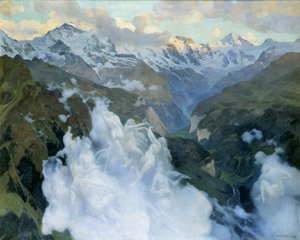 Wolken Lauterbrunnendal door Charles Giron