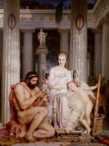 Hercules aan de voeten van Omphales door Charles Gleyre