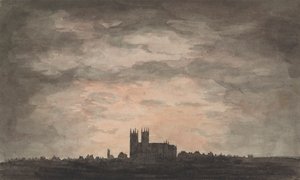 Een Grote Kerk (Westminster Abbey) bij Zonsondergang
