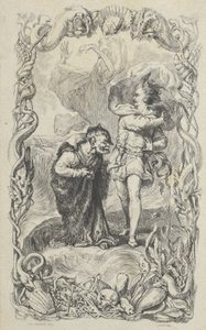 Illustratie bij De Storm: Caliban, Ferdinand en Ariel, 1836 door Charles Gray
