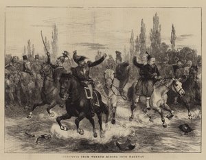 Vluchtelingen uit Woerth rijden naar Hagenau door Charles Green