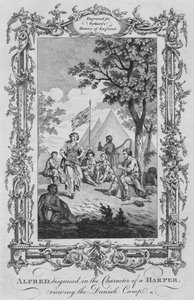 Alfred, vermomd als een harpspeler, bekijkt het Deense kamp, 1773 door Charles Grignion