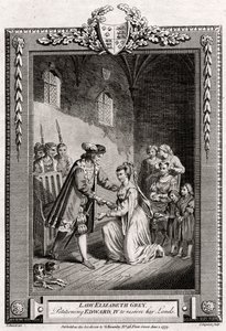 Lady Elizabeth Grey, verzoekend aan Edward IV om haar landgoederen terug te geven, 15e eeuw, 1777