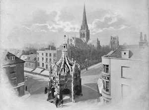 Chichester: De kathedraal, marktkruis en toren door Charles H Barden