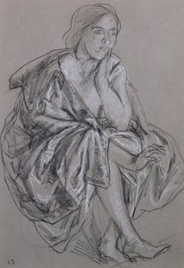 Studie van een zittende vrouw, Zittende Vrouw Gedrapeerd door Charles Haslewood Shannon