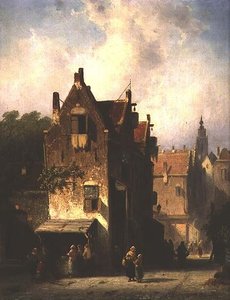 Straatscène met figuren