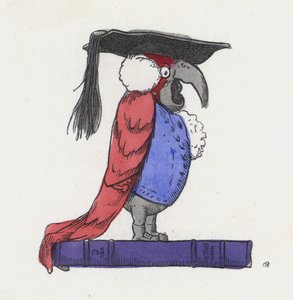 Een zeer slimme papegaai (gekleurde gravure) door Charles Henry (after) Bennett