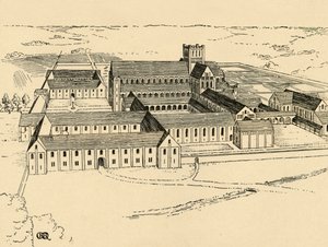 Exterieur van het Benedictijnenklooster, 1931 door Charles Henry Bourne Quennell
