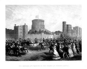 De Keizer en de Keizerin van Frankrijk in Windsor Castle, 1855 door Charles Henry Jeens