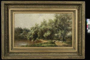 Schapen Wassen op Long Island door Charles Henry Miller