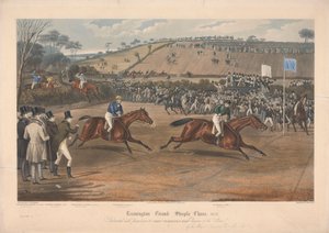 Een van een set van vier: Leamington Grand Steeple Chase ... 1837. Plaat 4. Marqs van Waterford op Monarch... door Charles Hunt