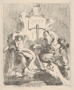 Ontwerp voor een fontein met een zittende nimf links en een triton die een schelp naar zijn mond houdt, 1768 door Charles Hutin