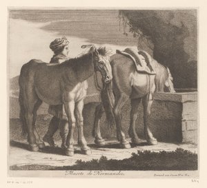 Drinkende paarden door Charles II Errard (attributed to)