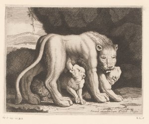 Zogende leeuwin door Charles II Errard (attributed to)