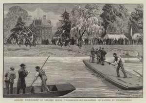 Hengeltoernooi bij Orleans House, Twickenham, Dubbelhandig Vliegvissen door Professionals door Charles J. Staniland