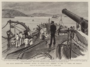De Marine Manoeuvres, anker lichten aan boord van HMS Benbow van de C Vloot, bij Torquay door Charles J. Staniland