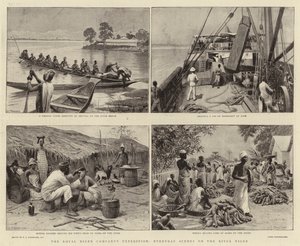 De expeditie van de Royal Niger Company, alledaagse scènes op de rivier de Niger