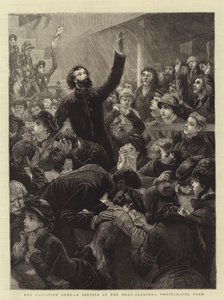 Het Leger des Heils, een dienst op het hoofdkwartier, Whitechapel Road door Charles J. Staniland