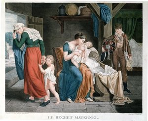 De dood van de baby in de zorg van een verpleegster, gegraveerd door Delegorgue door Charles Jacques Lebel