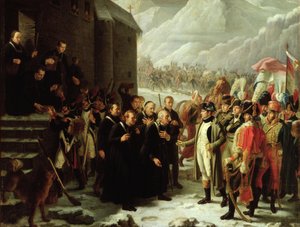 De Eerste Consul bezoekt het Hospice van Mont Saint-Bernard, 20 mei 1800, 1810 door Charles Jacques Lebel