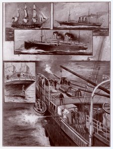 Gewapende koopvaardijschepen (litho)
