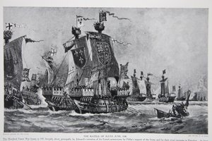De Slag bij Sluys, 24 juni 1340, illustratie uit 