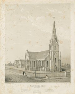 Burton-upon-Trent - Christuskerk en Scholen: gravure door Charles Joseph Hullmandel
