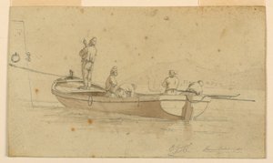 Vissersboot bij Italiaans Meer door Charles Joseph Hullmandel