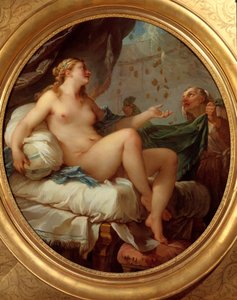 Danaë ontvangt de gouden regen. Zeus verleidt Danaë in de vorm van een regen van gouden munten door Charles Joseph Natoire