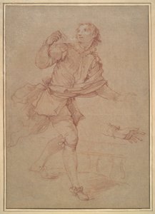Studie van een Jonge Man, studie voor het wandtapijt, Sancho door Charles Joseph Natoire