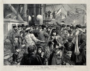 De Russische Joden onderzocht door een arts voor de emigratie uit Liverpool